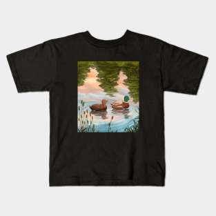 Ducks swimming on pond Kids T-Shirt